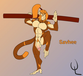anthro body_hair flaccid genitals hair happy_trail humanoid_genitalia long_hair male nude nude_anthro nude_male penis solo undead_l10n savhee_(undead_l10n) haplorhine mammal monkey primate absurd_res hi_res