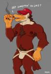 anthro armpit_hair body_hair bulge cigarette clothing hat headgear headwear jockstrap male muscular muscular_anthro muscular_male navel nipples pubes redneck scruffy solo underwear arcarc accipitrid accipitriform avian bird eagle hi_res