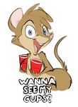 anthro breasts brown_body brown_fur container covering covering_breasts cup eyebrow_wiggle female fur humor looking_at_viewer nude simple_background solo solo_cup white_background taski don_bluth the_secret_of_nimh mrs._brisby mammal mouse murid murine rodent wood_mouse 2d_animation animated motion_tweening short_playtime subtle_animation