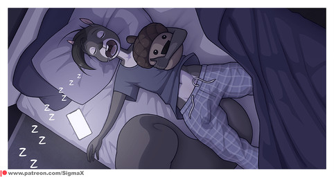 anthro bed black_hair bodily_fluids bottomwear buckteeth clothing drooling erection erection_under_clothing eyes_closed femboy front_view fur furniture grey_body grey_bottomwear grey_clothing grey_fur grey_pants grey_shirt grey_topwear hair male on_bed pajama_pants pajama_shirt pajamas pants plushie saliva shirt solo teeth text topwear under_covers wet wet_clothing wet_dream white_body white_fur wide_hips sigma_x kip_(sigma_x) mammal rodent sciurid tree_squirrel 2025 url