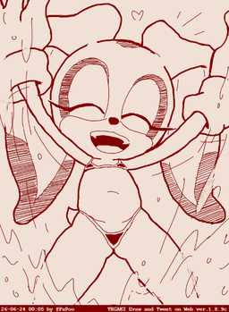 anthro bikini clothing female gloves handwear micro_bikini outside solo swimwear text two-piece_swimsuit young young_anthro young_female fupoo sega sonic_the_hedgehog_(series) cream_the_rabbit lagomorph leporid mammal rabbit 2026 digital_media_(artwork) oekaki tegaki_draw_and_tweet_(artwork)