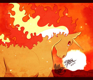 ambiguous_gender feral fire gaming heat_(temperature) looking_at_viewer looking_back quadruped red_eyes simple_background solo sunset walking unibat nintendo pokemon equid equine generation_1_pokemon mammal pokemon_(species) rapidash 2018 letterbox signature