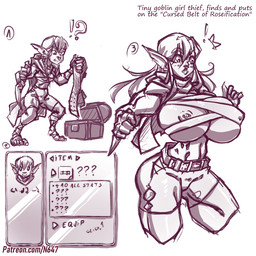 big_breasts breast_expansion breasts expansion female huge_breasts interrobang knife nipple_outline nipple_piercing nipples not_furry piercing solo text transformation n647 goblin humanoid 1:1 english_text url