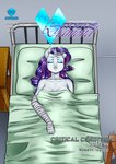 absurd_res anthro bandage bed blue_eyeshadow breasts comic cover cover_art cover_page equid equine eyeshadow female friendship_is_magic furniture hair hasbro hi_res horn lying makeup mammal my_little_pony mythological_creature mythological_equine mythology on_back pia-sama purple_hair rarity_(mlp) solo unicorn