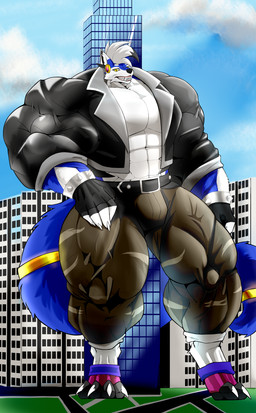 anthro barazoku macro male solo riankier canid canine hybrid mammal absurd_res hi_res