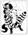 anthro bedroom_eyes black_and_white black_nipples border breasts equid equine female fur genitals hair hooves looking_at_viewer lying mammal monochrome narrowed_eyes navel nipples nude on_back open_mouth pillow pussy seductive solo spread_legs spreading steamfox striped_body striped_fur stripes tail white_border zebra