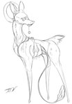 eyeless female feral mouthless scut_tail short_tail slim solo tail tentacles thin_legs virus pinky_bestia cervine deer hybrid mammal monster concept_art digital_drawing_(artwork) digital_media_(artwork) hi_res monochrome sketch