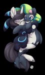 ambiguous_gender black_hair clothing costume eyes_closed eyewear feral fursuit glasses grey_body hair horn hug plushie simple_background smile solo transparent_background feardakez mythology nintendo pokemon eeveelution equid equine generation_2_pokemon mammal mythological_creature mythological_equine pokemon_(species) umbreon unicorn 2019 alpha_channel hi_res