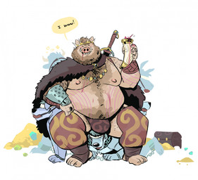 alcohol all_fours anthro ball_gag bdsm beard belly beverage blindfold bodily_fluids body_hair chain chest_(container) chest_hair clothed clothing crown cuff_(restraint) dominant dominant_male facial_hair gag gold_(metal) group hairy headgear jewelry king larger_male male male/male melee_weapon navel necklace nipples overweight overweight_male restrained restraints ring royalty saliva shackles simple_background sitting_on_another size_difference slave smile submissive submissive_male sword trio underwear warrior weapon white_background dramamine daddyjinn canid canine canis domestic_dog domestic_pig mammal suid suine sus_(pig) 2024 hi_res