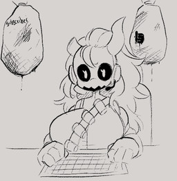 4_fingers anthro anthrofied big_breasts breasts computer desk electronics female fingers furniture gaming hair headgear headphones headset horn long_hair solo table text jinx_doodle mythology team_fortress_2 valve valve_corporation pyro_(team_fortress_2) dragon mythological_creature mythological_scalie scalie english_text
