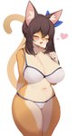 2022 anthro big_breasts blush bra breasts cleavage clothed clothing colored_edge_bra colored_edge_panties curvy_figure cute_fangs digital_media_(artwork) domestic_cat exposure_variation eyes_closed felid feline felis female female_anthro front_view fur hair happy heart_symbol hi_res huge_breasts kemono mammal nana_(whooo-ya) navel open_mouth open_smile panties pink_nose portrait simple_background smile solo tail thick_thighs three-quarter_portrait underwear underwear_only voluptuous whiskers white_background white_bra white_clothing white_panties white_underwear whooo-ya wide_hips