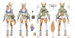 anthro blonde_hair blue_clothing blue_eyes blue_shirt blue_topwear bottomwear breasts claws clothing collar dipstick_tail female fingerless_gloves fur gloves hair handwear heterochromia jacket markings melee_weapon military multicolored_body multicolored_fur orange_body orange_fur red_eyes shirt shorts soldier solo sword tail tail_markings tan_body tan_fur topwear warrior weapon white_bottomwear white_clothing white_shorts combatcatstudio unknown_artist combat_cat_studio wild_assault akai_hime_(wild_assault) canid canine fox mammal absurd_res hi_res model_sheet official_art