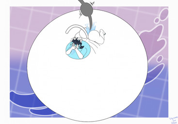 belly big_belly enema hose hose_in_butt hose_inflation hose_insertion huge_belly hyper hyper_belly inflation liquid_inflation spitting_out water water_inflation v-draws-ad winter_(v-draws-ad) felid feline mammal hi_res