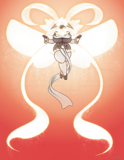 antennae_(anatomy) anthro big_breasts big_wings bottomwear bracelet breasts clothing female glowing glowing_eyes glowing_wings jewelry legwear loincloth non-mammal_breasts solo spread_wings thigh_highs tuft wings pixelhat arthropod insect lepidopteran moth 2018 hi_res