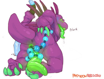 4_eyes 4_toes anal anal_beads anal_beads_in_ass anal_masturbation anal_penetration anthro anus bent_over big_penis bodily_fluids butt claws drooling empty_eyes erection feet genitals green_anus green_eyes green_mouth green_penis green_tongue hand_on_butt holding_object holding_weapon huge_penis kneeling long_tongue looking_back male masturbation melee_weapon multi_eye nude object_in_ass open_mouth penetration penis presenting presenting_hindquarters purple_body purple_scales rear_view saliva scales sex_toy sex_toy_in_ass sex_toy_insertion solo spikes tapering_penis teeth toe_claws toes tongue tongue_out weapon redishdragie risk_of_rain acrid_(risk_of_rain) alien scalie 2020 full-length_portrait hi_res portrait