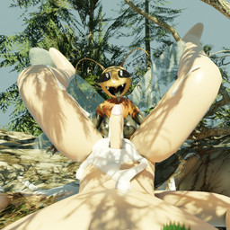 anthro bodily_fluids cum cum_in_ass cum_inside cum_on_body dominant dominant_anthro duo excessive_cum excessive_genital_fluids female first_person_view forest genital_fluids larger_sub looking_pleasured male male_pov plant receiving_pov size_difference spread_legs spreading submissive tree picklejar_(artist) sapphire_safari arthropod bee human hymenopteran insect mammal 1:1 hi_res