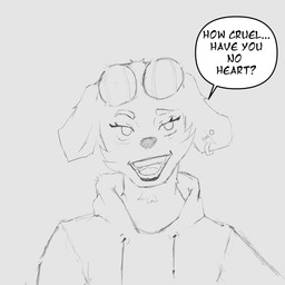 anthro arrogant ball clothed clothing dialogue ear_piercing eyebrows hoodie male neck_tuft open_mouth piercing raised_eyebrow simple_background smile smiling_at_another smug_face solo speech_bubble teeth tennis_ball text topwear tuft luckyhomie jujutsu_kaisen lucky_(luckyhomie) deer equid equine horse hybrid mammal 1:1 absurd_res digital_media_(artwork) english_text hi_res meme monochrome
