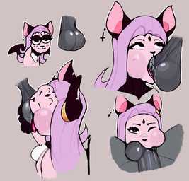 anthro ball_lick ball_suck ball_worship balls bat_wings bodily_fluids body_worship duo faceless_character faceless_male female genital_worship genitals licking male male/female membrane_(anatomy) membranous_wings oral pink_body sex sucking tongue wings sheepsause bat mammal