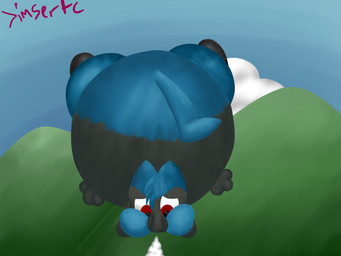 ambiguous_gender blue_body blue_fur fur inflation solo insert_(artist) nintendo pokemon generation_4_pokemon mammal pokemon_(species) riolu 4:3 hi_res