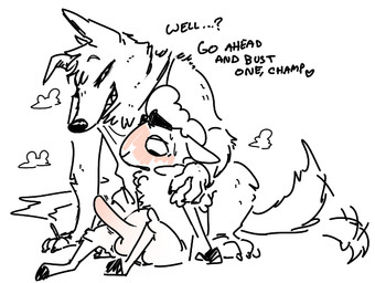 2018 <3 anthro balls betty_(weaver) blush bottomless canine caprine cigarette claws clothed clothing dialogue disney duo english_text erection fan_character female fur hand_on_shoulder larger_female male male/female mammal motion_lines nobby_(artist) nude pack_street penis predator/prey remmy_cormo sheep simple_background sitting size_difference smaller_male smile smoke sweat sweatdrop tailwag text toe_claws white_background wolf wool zootopiaRating: ExplicitScore: 27User: Dark_KinDate: June 19, 2018