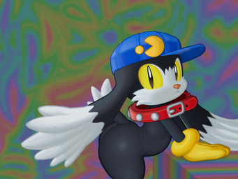 anthro baseball_cap belt big_butt black_body black_fur blue_clothing blue_hat blue_headwear butt clothing dipstick_ears dipstick_tail ear_markings fur gloves handwear hat headgear headwear leaning_on_object long_ears looking_at_viewer male markings mostly_nude multicolored_body multicolored_ears multicolored_fur pink_nose rainbow rainbow_background side_view simple_background solo tail tail_markings two_tone_body two_tone_fur white_body white_ear_tips white_fur white_tail_tip yellow_clothing yellow_eyes yellow_gloves yellow_handwear young dulone bandai_namco klonoa_(series) klonoa domestic_cat felid feline felis hybrid lagomorph leporid mammal rabbit digital_media_(artwork) hi_res