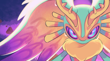 ambiguous_gender anthro antlers asteroid biped chest_tuft countershade_torso countershading detailed_background front_view fur head_wings horn huge_wings looking_at_viewer melting mouthless multicolored_body multicolored_eyes multicolored_fur neck_tuft orange_body orange_fur pink_eyes portal pupils purple_sclera solo tan_body tan_fur teal_body teal_eyes teal_fur tuft unusual_wing_placement wings fafameow kirby_(series) kirby_and_the_forgotten_land nintendo fecto_elfilis alien chinchilla chinchillid mammal rodent starling_(kirby) 16:9 2024 4k absurd_res bust_portrait digital_drawing_(artwork) digital_media_(artwork) hi_res portrait widescreen