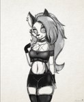 anthro big_breasts bottomwear breasts choker clothing crop_top ear_piercing ear_ring female hair hotpants jewelry legwear long_hair necklace piercing ring_piercing shirt shorts solo thick_thighs thigh_highs topwear promedio helluva_boss mythology loona_(helluva_boss) canid canid_demon canine demon hellhound mammal mythological_canine mythological_creature absurd_res hi_res