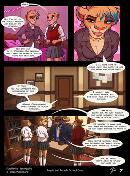 anthro bottomwear clothing dialogue female group male male/female office pornography school school_uniform skirt text uniform jace_apollo disney the_lion_guard the_lion_king tiifu_(the_lion_guard) zuri_(the_lion_guard) buffalo felid lion mammal pantherine comic english_text hi_res
