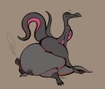 anthro belly big_belly big_butt breath butt duo eyes_closed female huge_belly hyper hyper_belly sitting_on_another smile spiral_eyes thick_thighs smokey_blokey nintendo pokemon generation_7_pokemon pokemon_(species) salandit salazzle hi_res