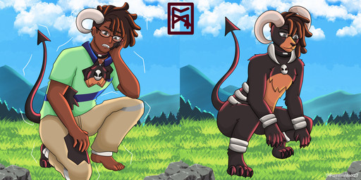 anthro before_and_after clothed clothed_human clothed_male clothing cloud day grass male mountain nude_anthro nude_male outside plant pokemorph sky species_transformation transformation furminko27 nintendo pokemon generation_2_pokemon houndoom human mammal pokemon_(species) 2:1 absurd_res colored comic hi_res sequence