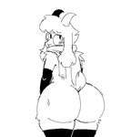 anthro arm_warmers armwear big_butt blush blush_lines butt clothed clothing eyewear femboy fluffy glasses legwear looking_at_viewer looking_back male nervous nude partially_clothed presenting presenting_hindquarters scarf simple_background solo squish tail thick_thighs thigh_highs thigh_squish white_background fembunns deltarune undertale_(series) ralsei bovid caprine goat mammal 2024 monochrome sketch