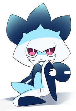 blue_body female genitals nude presenting red_eyes simple_background solo vulva white_body godforgiveme4 palworld pocketpair humanoid pal_(species) solenne_(pal) hi_res