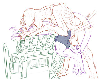 3_toes anal anal_penetration anthro aroused balls bent_over big_balls big_bulge big_feet big_penis big_tail bottomwear bulge captured claws clothed clothing detailed_bulge duo eager engine erection eyewear feet from_behind_position generator genitals glasses heart_symbol humping male male/male muscular_legs paws penetration penetration_through_clothing penis pinned raised_leg reaching_out revealing_outfit rough_anal rough_sex seductive sex sex_through_clothing shirt shorts skimpy spread_legs spreading tail teasing tenting teratophilia text thrust_lines thrusting tight_bottomwear tight_bulges tight_clothing tight_shorts tight_underwear toe_claws toes topwear trapped underwear wearing_glasses conditional_dnp samagthrav2 dead_by_daylight mythology stranger_things paul_(samagthrav2) demogorgon dragon human humanoid hybrid mammal monster mythological_creature mythological_scalie scalie 2020 5:4 absurd_res hi_res