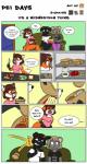 anthro canid canine canis clothed clothing comic dialogue digital_media_(artwork) domestic_dog english_text female food fur furniture group hair hi_res humor mammal open_mouth popcorn sherri_mayim sofa technicolorpie text tongue