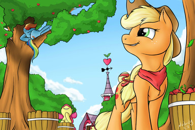 apple apple_bloom_(mlp) applejack_(mlp) blonde_hair cutie_mark equine eyes_closed female friendship_is_magic fruit grass green_eyes hair horse mammal multi-colored_hair my_little_pony nobody47 pegasus pony rainbow_dash_(mlp) rainbow_hair red_hair sky smile smirk tree wings
Rating: Safe
Score: 8
User: Lunaz
Date: February 27, 2014
