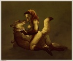 anthro bandage border breasts cowgirl_position duo eyes_closed female from_front_position licking licking_nose love male male/female nipples nude on_bottom on_top romantic romantic_couple sex simple_background straddling tail tongue tongue_out wing_stubs yellow_border evenfall kalamu joon_storm wolftale canid canine canis fox mammal wolf 2009