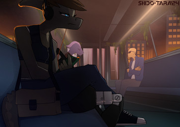 amputee anthro bag blue_eyes disability electronics evening female grey_body headphones inside_train looking_back phone prosthetic prosthetic_leg prosthetic_limb sitting solo tail train vehicle conditional_dnp shido-tara cavemanon_studios i_wani_hug_that_gator bailey_springs fan_character inco_(iwhtg) dinosaur hadrosaurid ornithischian ornithopod parasaurolophus prehistoric_species reptile scalie hi_res sketch