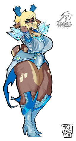 2_horns 5_fingers anthro antlers arm_under_breasts arms_bent beak big_breasts big_eyes biped black_eyebrows black_text blonde_hair blue_antlers blue_boots blue_claws blue_clothing blue_eyes blue_footwear blue_high_heels blue_horn blue_leotard blue_lips blue_lipstick blue_nose boots breast_squish breasts brown_body brown_ears brown_fur brown_tail choker claws cleavage clothed clothed_anthro clothed_female clothing cosplay countershade_fur countershade_hands countershading crossover_cosplay curved_eyebrows dialogue diamond_(gem) duo ear_piercing ear_ring ears_aside eyebrow_through_hair eyebrows eyelashes feather_tuft feathers female finger_claws fingers footwear freckled_face freckles fur gem glistening glistening_antlers glistening_breasts glistening_clothing glistening_diamond glistening_eyelids glistening_eyes glistening_gem glistening_hair glistening_horn glistening_leotard glistening_lips hair high_heeled_boots high_heels horn humanoid_hands jewelry leotard light_hair lips lipstick long_beak long_eyelashes looking_at_viewer makeup markings mature_anthro mature_female mouth_closed multicolored_body multicolored_choker multicolored_fur multicolored_jewelry multicolored_necklace multicolored_tail necklace open_mouth open_smile piercing pose pupils red_pupils ring_piercing shadow shoes short_hair short_tail simple_background smile snout spot_freckles spots spotted_face spotted_legs spotted_markings spotted_tail spotted_thighs squish standing tail tail_markings tan_body tan_breasts tan_fur tan_tail tear_trough text thick_eyebrows thick_thighs three-quarter_view translucent translucent_hair tuft two_tone_choker two_tone_jewelry two_tone_necklace white_background white_body white_fur white_sclera white_tail wide_hipped_anthro wide_hipped_female wide_hips trifecta_(artist) deltarune marvel undertale_(series) berdly carol_holiday emma_frost deer mammal new_world_deer reindeer 2026 absurd_res artist_name crossover digital_drawing_(artwork) digital_media_(artwork) english_text full-length_portrait hi_res portrait