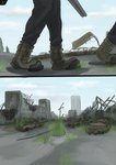 abandoned abandoned_building alex_last_resource anthro boots car city cityscape day destruction duo gun leo_last_resource male ranged_weapon rust shotgun street vehicle walking weapon wolfyalex96 canid canine mammal hi_res