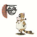 anthro biped brown_body clothing male red_nose shirt slightly_chubby smile solo topwear kaibunsya robot_dreams rascal_(robot_dreams) mammal procyonid raccoon 1:1 2025