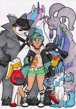 animal_genitalia animal_penis anthro balls blush blush_lines canine_genitalia canine_penis chest_tuft eyelashes eyewear feral freckled_face freckles genitals glasses glistening_eyelids group imminent_sex knot long_eyelashes male male/male penis piercing simple_background tail tuft rotten_owl nintendo pokemon bear eeveelution galarian_form galarian_rapidash generation_4_pokemon generation_6_pokemon generation_8_pokemon goodra human lagomorph lucario mammal pangoro pokemon_(species) raboot regional_form_(pokemon) shiny_pokemon sylveon hi_res