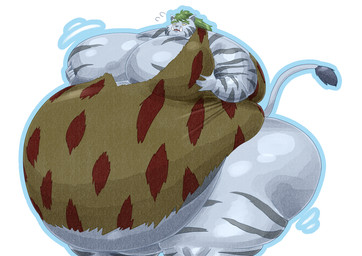 anthro belly big_belly big_butt big_moobs butt chubby_cheeks fangs fur green_hair grey_body grey_fur hair huge_belly huge_butt long_hair male moob_grab moobs morbidly_obese morbidly_obese_anthro morbidly_obese_male motion_lines obese obese_anthro obese_male overweight overweight_anthro overweight_male sabertooth_(anatomy) simple_background solo standing teeth thick_thighs white_background white_body white_fur wide_hips fatmimic yu_yu_hakusho byakko_(yu_yu_hakusho) felid mammal pantherine tiger hi_res