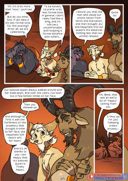 5_fingers anthro black_hair bottomwear brown_body brown_fur brown_hair brown_nose clothed clothed_anthro clothed_male clothing dialogue fingers fur grey_body grey_skin group hair horn humanoid_hands male muscular muscular_anthro muscular_male page_number smile speech_bubble tan_body tan_fur text tongue topless topless_anthro topless_male trio white_hair zummeng basa_(zummeng) shen_(zummeng) zet_(zummeng) bovid canid canine caprine common_hippopotamus fennec_fox fox goat hippopotamid ibex mammal true_fox 2026 comic english_text hi_res url