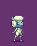anthro backflip black_nose bouncing clothing eyebrows female gloves green_body green_eyes grey_body handwear hooves machine morph_ball purple_background red_cross shadow short_tail simple_background solo tail white_body wool_hair scifer mercie android bovid caprine mammal robot sheep 2022 animated digital_media_(artwork) low_res pixel_(artwork) pixel_animation