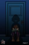 altered_shadow ambiguous_gender chara_(undertale) clothed clothing comic cover digital_media_(artwork) door dream duo eyes_closed footwear frisk_(undertale) hi_res human mammal nightmare scared shoes solo_focus undertale undertale_(series) xxmileikaivanaxx_(artist)