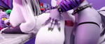 ambiguous_penetration anthro balls big_breasts bodily_fluids bouncing_butt breasts butt butt_jiggle clothing collar doggystyle duo ear_piercing erection female female_penetrated from_behind_position fur genital_fluids genitals grey_hair gynomorph gynomorph/female gynomorph_penetrating gynomorph_penetrating_female hair hand_on_butt intersex intersex/female intersex_penetrating intersex_penetrating_female jiggling knot knotted_penis machine nipples nude penetration penile penis piercing platform_standing_doggystyle plushie red_sclera sex side_view standing_doggystyle white_body white_fur blackspoiler dogzeela_(modeler) empress_blue_(va) mayosplash_(modeler) five_nights_at_freddy's five_nights_at_freddy's:_security_breach helluva_boss mythology scottgames steel_wool_studios loona_(helluva_boss) roxanne_wolf canid canid_demon canine canis demon hellhound mammal mythological_canine mythological_creature robot wolf 3d_(artwork) 3d_animation animated digital_media_(artwork) hi_res short_playtime sound webm