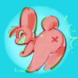 anthro anus blue_background butt cotton_tail fur looking_back male nude nude_anthro nude_male pink_body pink_fur presenting presenting_anus presenting_hindquarters simple_background smile solo standing tail text x_anus panken panken_(character) lagomorph leporid mammal rabbit 1:1 2025 artist_name hi_res signature