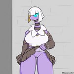 anthro big_breasts blush blush_lines bottomwear breasts clothed clothing clothing_lift female fur genitals jacket lifted_by_self long_neck pussy skirt skirt_lift solo topwear rsinnamonroll nintendo pokemon espathra generation_9_pokemon pokemon_(species) 1:1 absurd_res hi_res