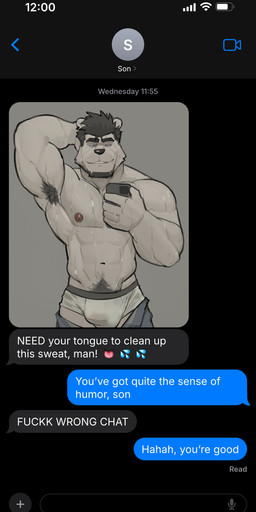 abs anthro areola armpit_hair barazoku biceps big_bulge big_muscles bodily_fluids body_hair bottomwear bottomwear_down bulge clothed clothing ear_piercing ear_ring emoji hand_behind_head holding_object kemono male male/male muscular muscular_anthro muscular_male narrowed_eyes navel nipples obliques pants pants_down partially_clothed pecs piercing profanity pubes ring_piercing screen seductive selfie sexting simple_background smile solo standing sweat text texting topless topless_anthro topless_male underwear kenkudog unnamed_character bear mammal polar_bear ursine 2026 absurd_res english_text hi_res father_(lore) father_and_child_(lore) father_and_son_(lore) incest_(lore) parent_(lore) parent_and_child_(lore) parent_and_son_(lore) son_(lore)