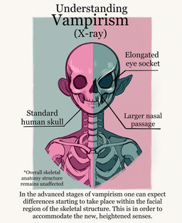 anatomy before_and_after bone fangs female information looking_at_viewer monster_girl_(genre) not_furry simple_background skeleton solo species_transformation teeth text transformation x-ray_view feefal human humanoid mammal vampire biological_illustration digital_media_(artwork) english_text hi_res technical_illustration